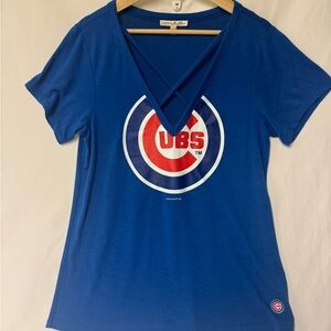 Express Royal Blue Chicago Cubs V-Neck Short Sleeve Tee